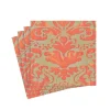 Caspari Christmas Napkins|Paper Cocktail Napkins|Palazzo Paper Cocktail Napkins in Coral - 20 Per Package