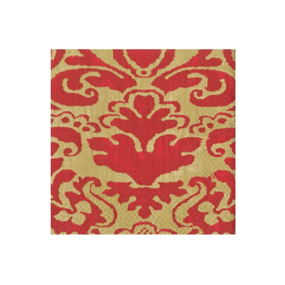 Caspari Christmas Napkins|Paper Cocktail Napkins|Palazzo Paper Cocktail Napkins in Red - 20 Per Package