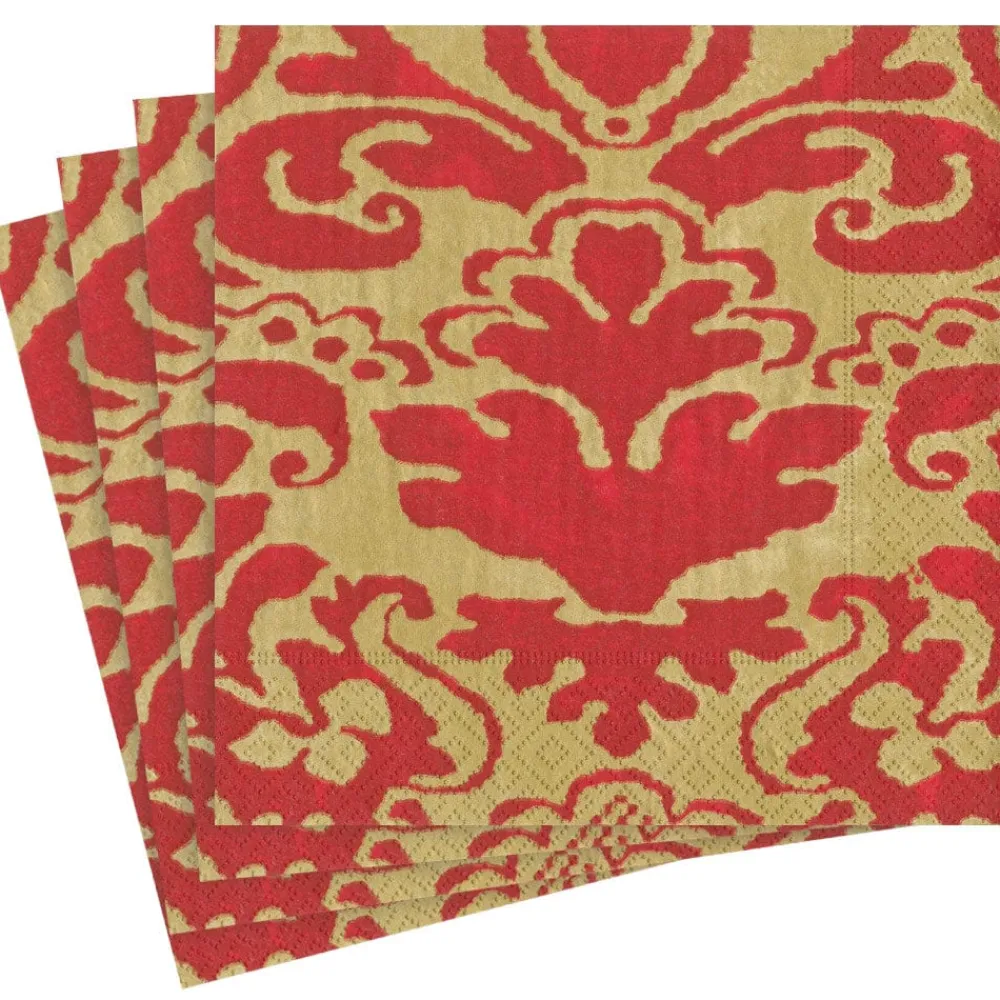 Caspari Christmas Napkins|Paper Dinner Napkins|Palazzo Paper Dinner Napkins in Red - 20 Per Package