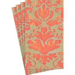 Caspari Christmas Napkins|Paper Guest Towels|Palazzo Paper Guest Towel Napkins in Coral - 15 Per Package