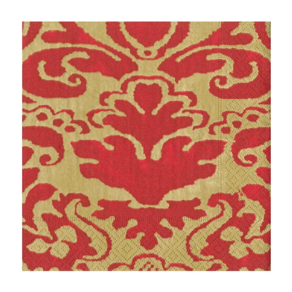 Caspari Christmas Napkins|Paper Luncheon Napkins|Palazzo Paper Luncheon Napkins in Red - 20 Per Package