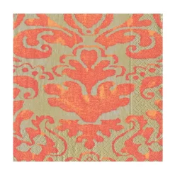 Caspari Christmas Napkins|Paper Luncheon Napkins|Palazzo Paper Luncheon Napkins in Coral - 20 Per Package