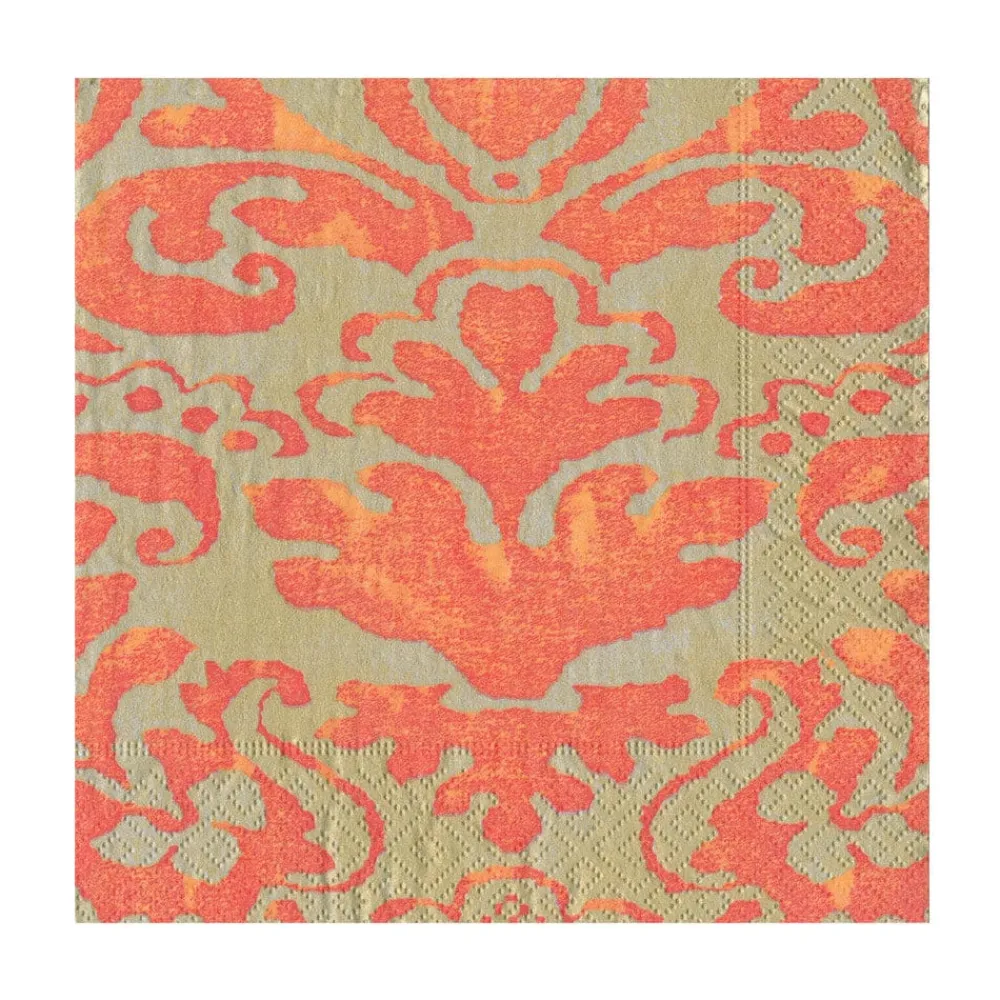 Caspari Christmas Napkins|Paper Luncheon Napkins|Palazzo Paper Luncheon Napkins in Coral - 20 Per Package