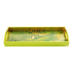 Caspari Lacquerware|Bar Trays|Palm Fronds Lacquer Bar Tray in Gold - 1 Each