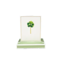 Caspari Note Cards|Palms Foil Boxed Note Cards - 10 Cards and 10 Envelopes per Package