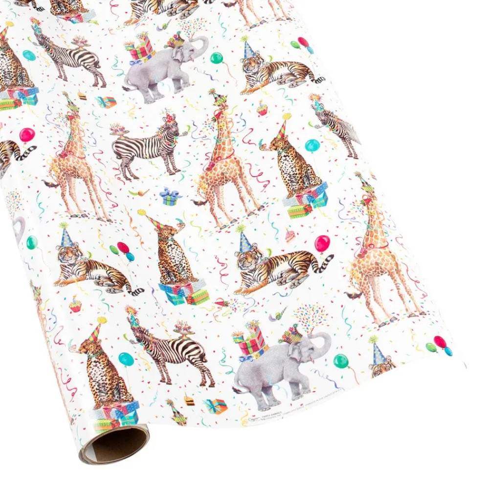 Caspari Birthday|Wrapping Paper|Party Animals Gift Wrapping Paper - 30" x 8' Roll