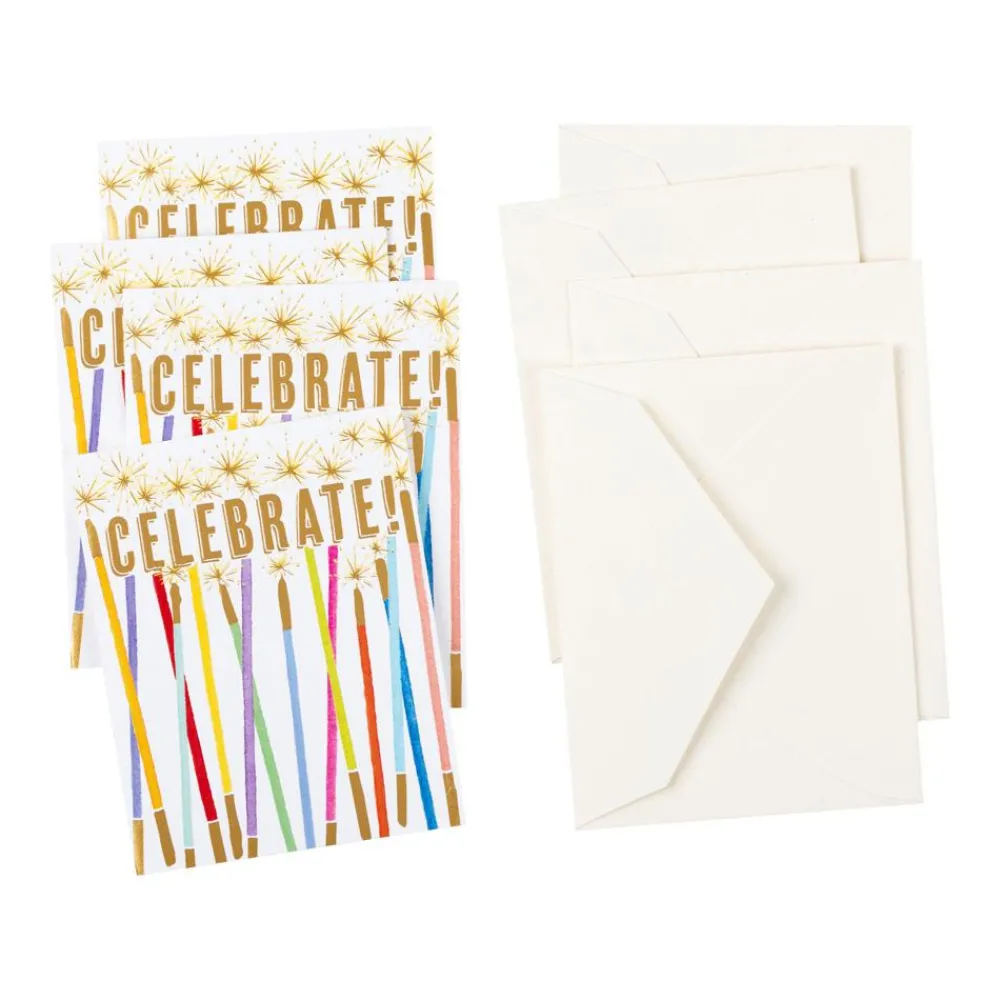 Caspari Gift Tags & Enclosure Cards|Party Candles Gift Enclosure Cards - 4 Mini Cards & 4 Envelopes