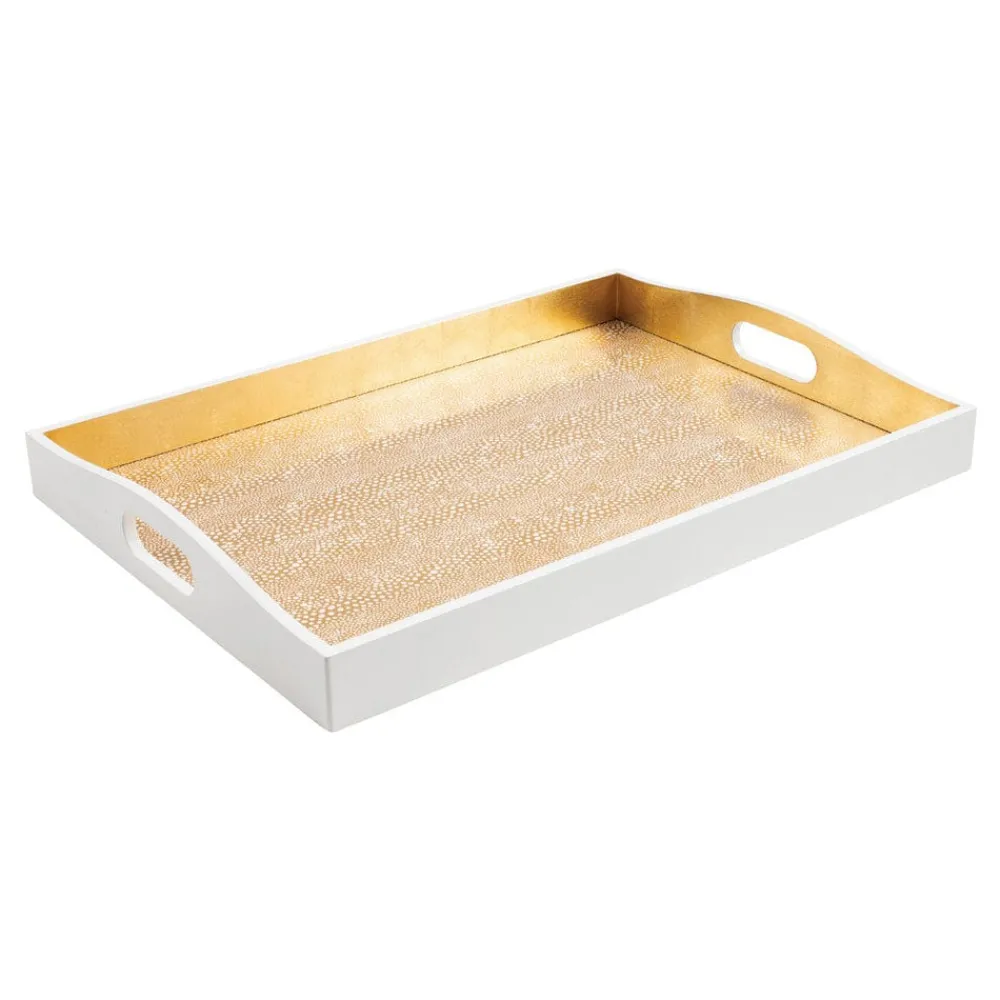 Caspari Lacquerware|Tailgates|Pebble Lacquer Large Rectangle Tray in Gold - 1 Each