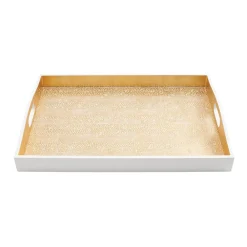 Caspari Lacquerware|Tailgates|Pebble Lacquer Large Rectangle Tray in Gold - 1 Each
