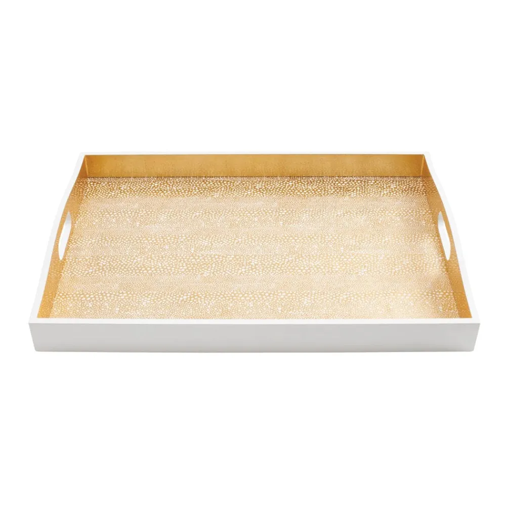 Caspari Lacquerware|Tailgates|Pebble Lacquer Large Rectangle Tray in Gold - 1 Each
