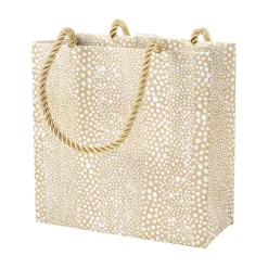 Caspari Christmas Gift & Bottle Bags|Graduation Celebration|Pebble Small Square Gift Bag in Gold - 1 Each