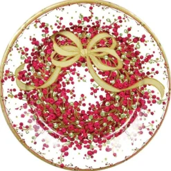 Caspari Christmas Plates|Paper Dinner Plates|Pepperberry Paper Dinner Plates - 8 Per Package