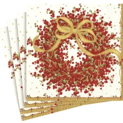 Caspari Christmas Napkins|Paper Dinner Napkins|Pepperberry Paper Dinner Napkins - 20 Per Package