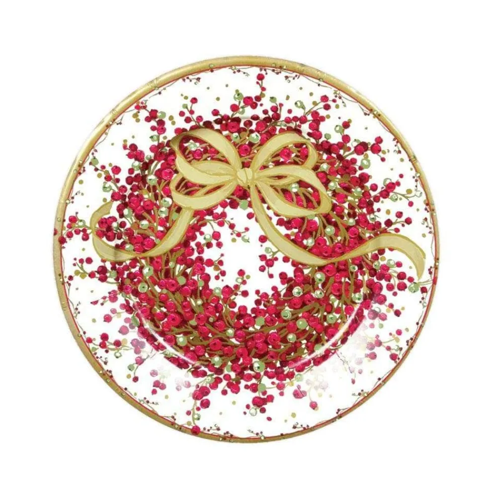 Caspari Christmas Plates|Paper Salad And Dessert Plates|Pepperberry Paper Salad & Dessert Plates - 8 Per Package