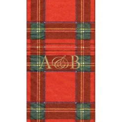 Personalization by Caspari Christmas Napkins|Tailgates|Personalized Double Initial Royal Plaid Guest Towel Napkins
