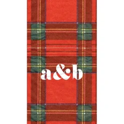 Personalization by Caspari Christmas Napkins|Tailgates|Personalized Double Initial Royal Plaid Guest Towel Napkins