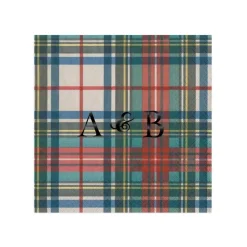 Personalization by Caspari Personalized Holiday Napkins|Personalized Christmas Napkins|Personalized Double Initial Dress Stewart Tartan Cocktail Napkins
