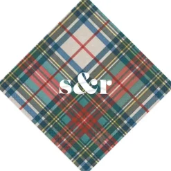 Personalization by Caspari Personalized Holiday Napkins|Personalized Christmas Napkins|Personalized Double Initial Dress Stewart Tartan Cocktail Napkins
