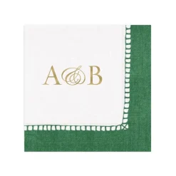 Personalization by Caspari Bridal Shower|Personalized Double Initial Linen Border Cocktail Napkins