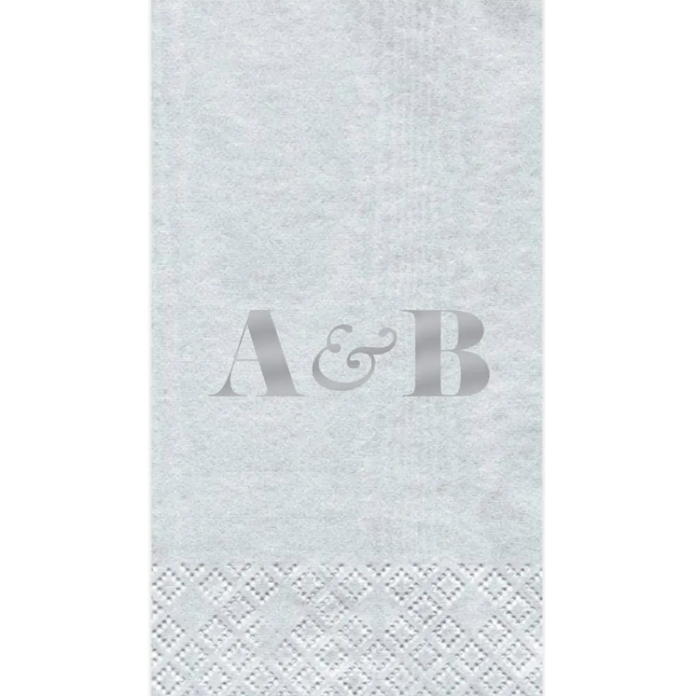 Personalization by Caspari Engagement Party|Personalized Double Initial Moiré Guest Towel Napkins
