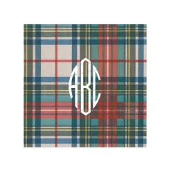 Personalization by Caspari Personalized Holiday Napkins|Personalized Christmas Napkins|Personalized Monogram Dress Stewart Tartan Cocktail Napkins
