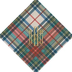 Personalization by Caspari Personalized Holiday Napkins|Personalized Christmas Napkins|Personalized Monogram Dress Stewart Tartan Cocktail Napkins