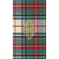 Personalization by Caspari Christmas Napkins|Personalized Holiday Napkins|Personalized Monogram Dress Stewart Tartan Guest Towel Napkins