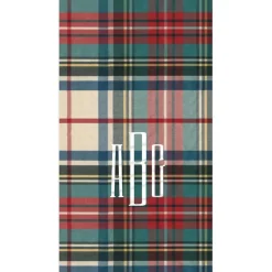 Personalization by Caspari Christmas Napkins|Personalized Holiday Napkins|Personalized Monogram Dress Stewart Tartan Guest Towel Napkins