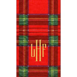 Personalization by Caspari Christmas Napkins|Tailgates|Personalized Monogram Royal Plaid Guest Towel Napkins