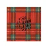 Personalization by Caspari Personalized Holiday Napkins|Personalized Christmas Napkins|Personalized Monogram Royal Plaid Cocktail Napkins