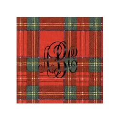 Personalization by Caspari Personalized Holiday Napkins|Personalized Christmas Napkins|Personalized Monogram Royal Plaid Cocktail Napkins