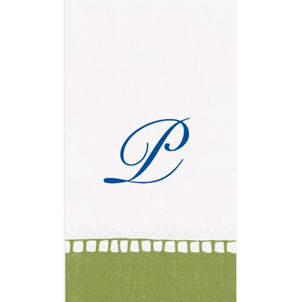 Personalization by Caspari Graduation Celebration|Mother'S Day|Personalized Single Initial Linen Border Guest Towel Napkins