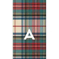 Personalization by Caspari Christmas Napkins|Personalized Holiday Napkins|Personalized Single Initial Dress Stewart Tartan Guest Towel Napkins