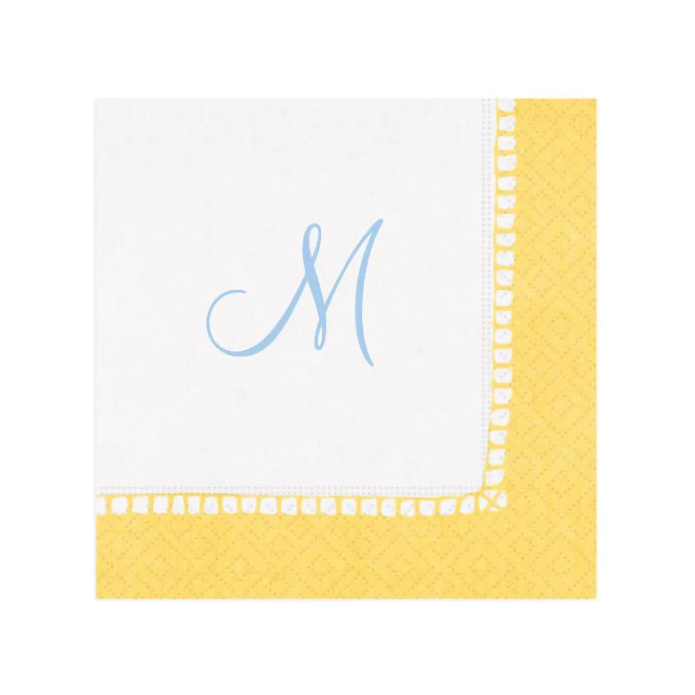 Personalization by Caspari Bridal Shower|Mother'S Day|Personalized Single Initial Linen Border Cocktail Napkins