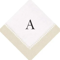 Personalization by Caspari Bridal Shower|Mother'S Day|Personalized Single Initial Linen Border Cocktail Napkins