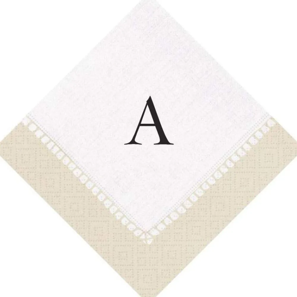 Personalization by Caspari Bridal Shower|Mother'S Day|Personalized Single Initial Linen Border Cocktail Napkins