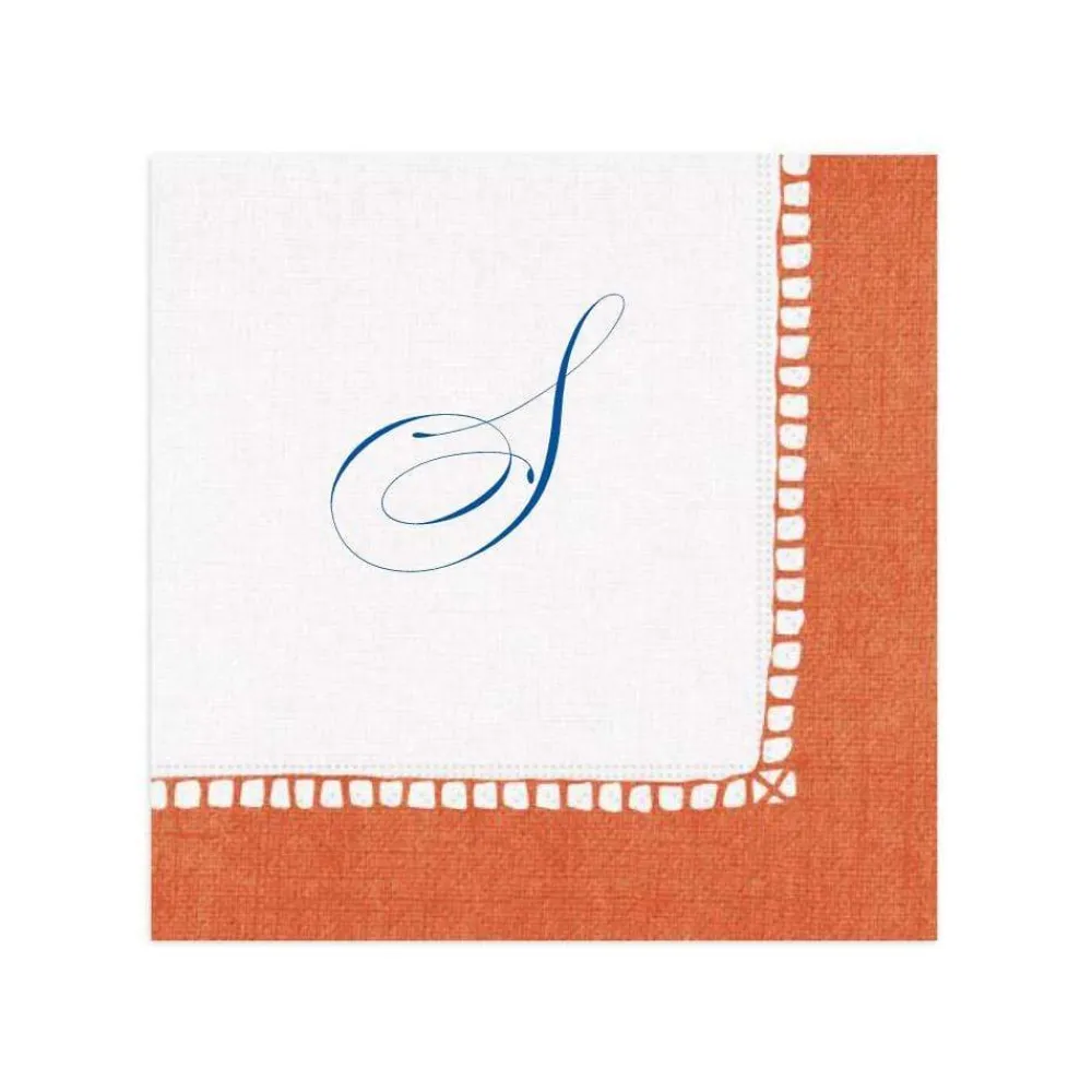 Personalization by Caspari Bridal Shower|Mother'S Day|Personalized Single Initial Linen Border Cocktail Napkins