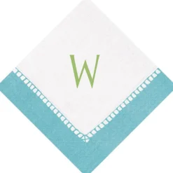 Personalization by Caspari Bridal Shower|Mother'S Day|Personalized Single Initial Linen Border Cocktail Napkins
