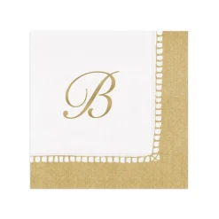 Personalization by Caspari Bridal Shower|Mother'S Day|Personalized Single Initial Linen Border Cocktail Napkins