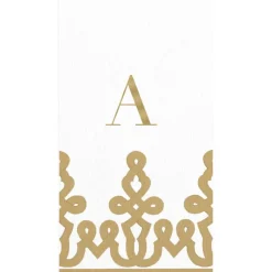 Personalization by Caspari Christmas Napkins|Engagement Party|Personalized Single Initial Passementerie Guest Towel Napkins