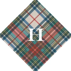 Personalization by Caspari Personalized Holiday Napkins|Personalized Christmas Napkins|Personalized Single Initial Dress Stewart Tartan Cocktail Napkins