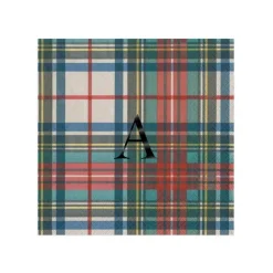 Personalization by Caspari Personalized Holiday Napkins|Personalized Christmas Napkins|Personalized Single Initial Dress Stewart Tartan Cocktail Napkins