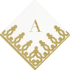 Personalization by Caspari Christmas Napkins|Engagement Party|Personalized Single Initial Passementerie Cocktail Napkins