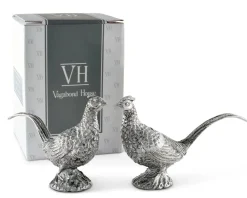 Vagabond House Salt & Pepper Shakers|Pewter Pheasants Salt & Pepper Set