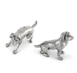 Vagabond House Salt & Pepper Shakers|Pewter Spaniel Salt & Pepper Set