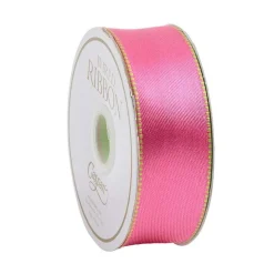 Caspari Ribbons & Bows|Pink & Green Reversible Satin Wired Ribbon - 10 Yard Spool