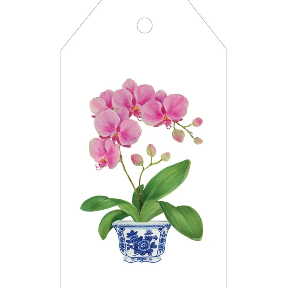 Caspari Gift Tags & Enclosure Cards|Pink Orchid Gift Tags - 4 Per Package