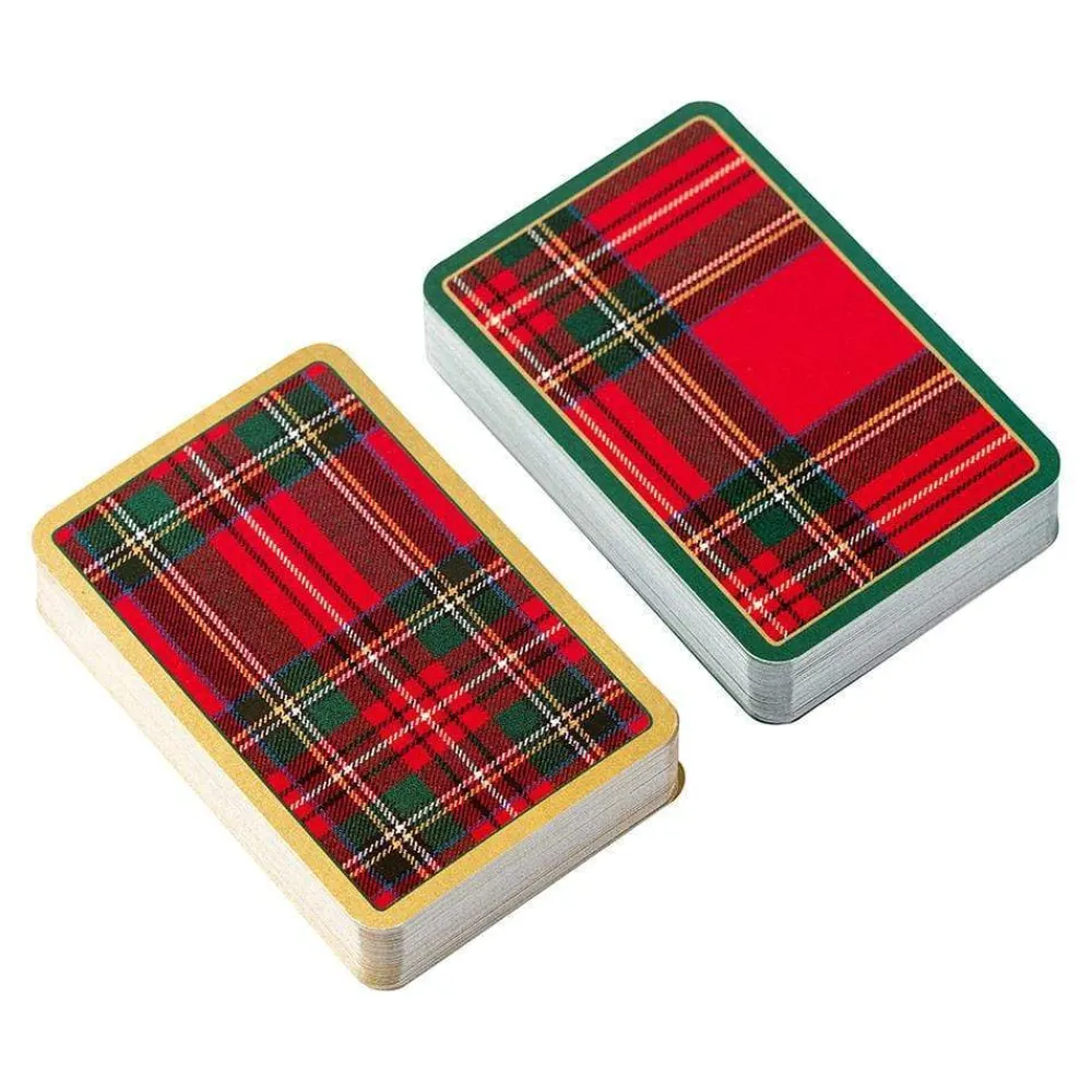Caspari Bridge|Plaid Large Type Bridge Gift Set - 2 Playing Card Decks & 2 Score Pads