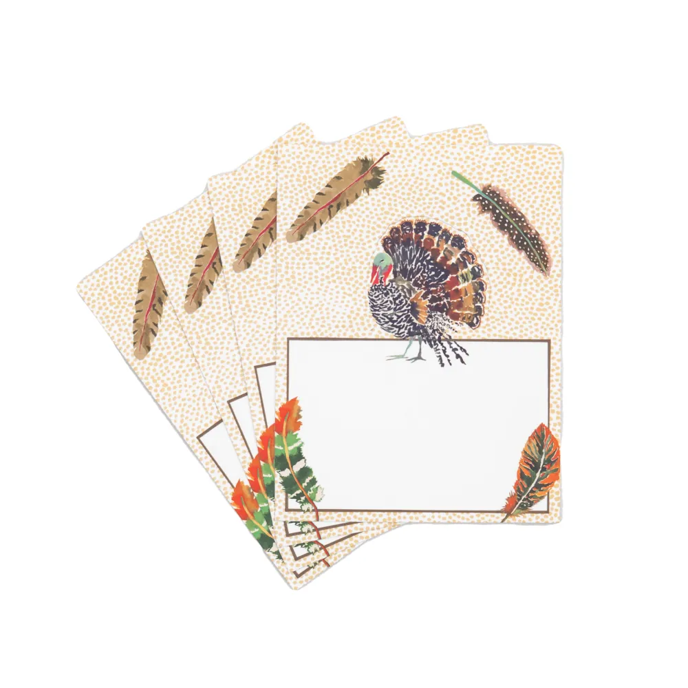 Caspari Place Cards|Plumage Place Cards - includes 8 Place Cards