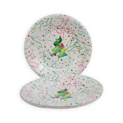 Caspari Christmas Plates|Paper Salad And Dessert Plates|Pop Christmas Salad & Dessert Plates - 8 Per Package